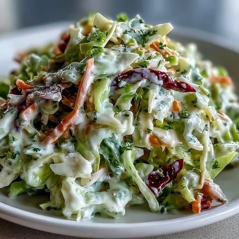 A bright bowl of Best Cabbage Coleslaw with creamy dressing, finely shredded green cabbage, carrots, and fresh green onions, served as a refreshing side dish.