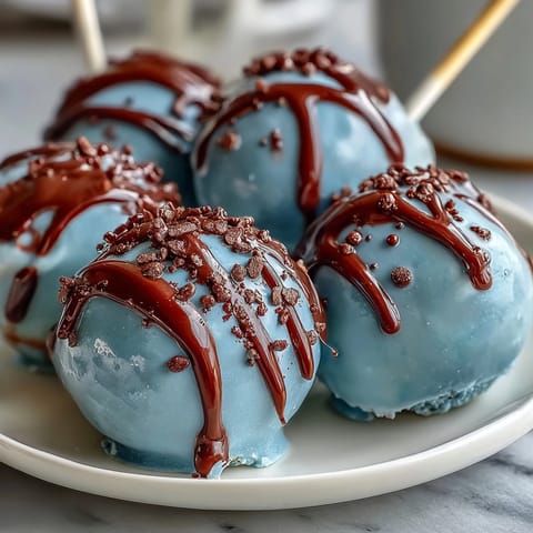 Robins Egg Blue Cake Pops with speckled blue chocolate coating, perfect for Easter dessert tables and spring celebrations.  