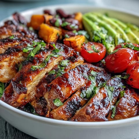Flavorful BBQ chicken meal prep bowls with tender sweet potatoes.