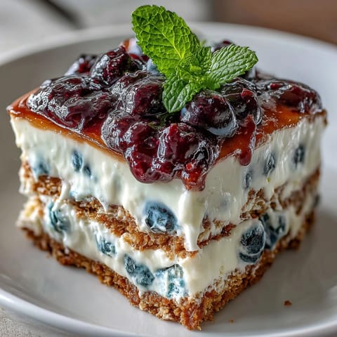 Perfect no-bake Lemon Blueberry Icebox Cake ready for summer with vibrant berry layers.