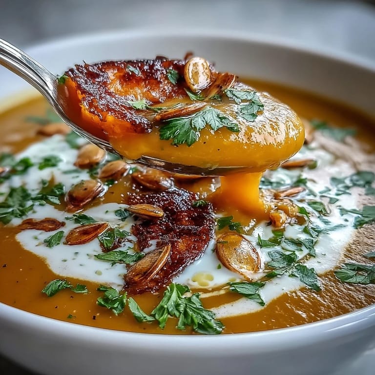 Rich and smooth butternut squash soup, ideal served with crusty bread.