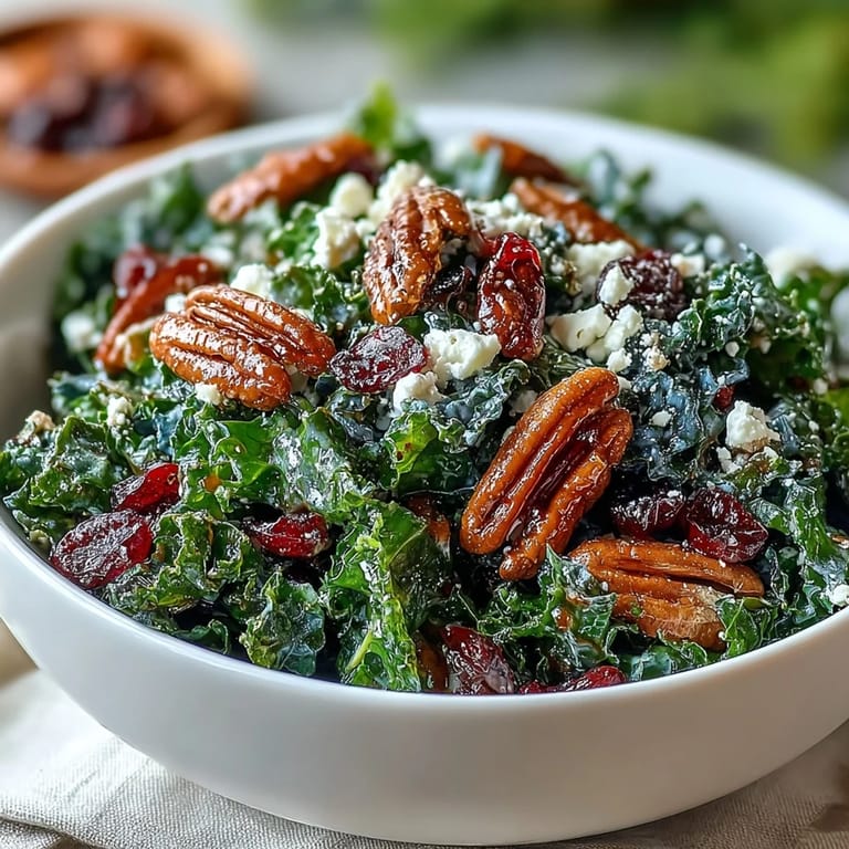 Delicious warm kale salad with maple mustard dressing, perfect for cozy fall meals.