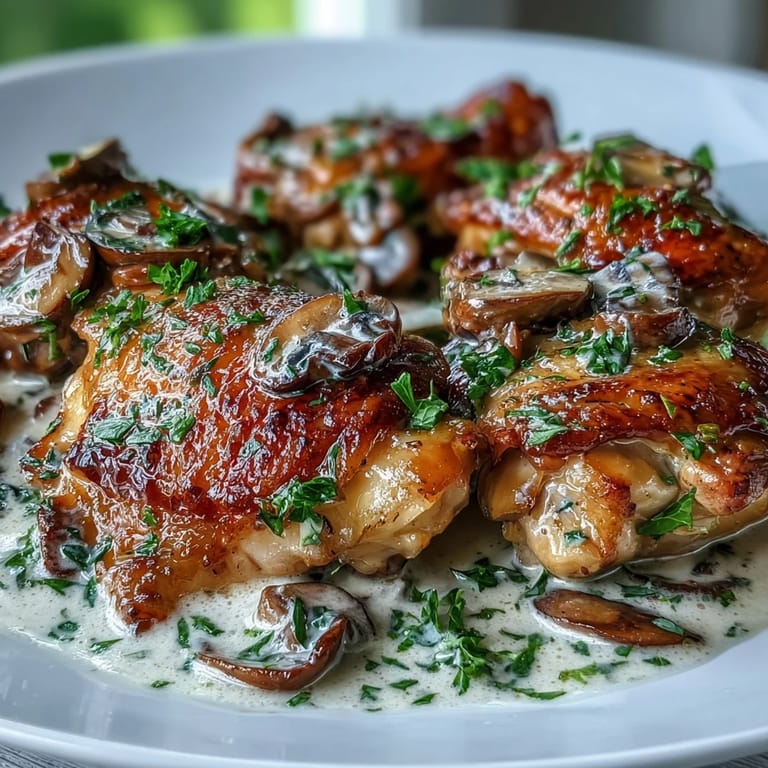 A close-up of Coq au Vin Rosé, highlighting the glossy pink sauce with thyme and tender chicken pieces.