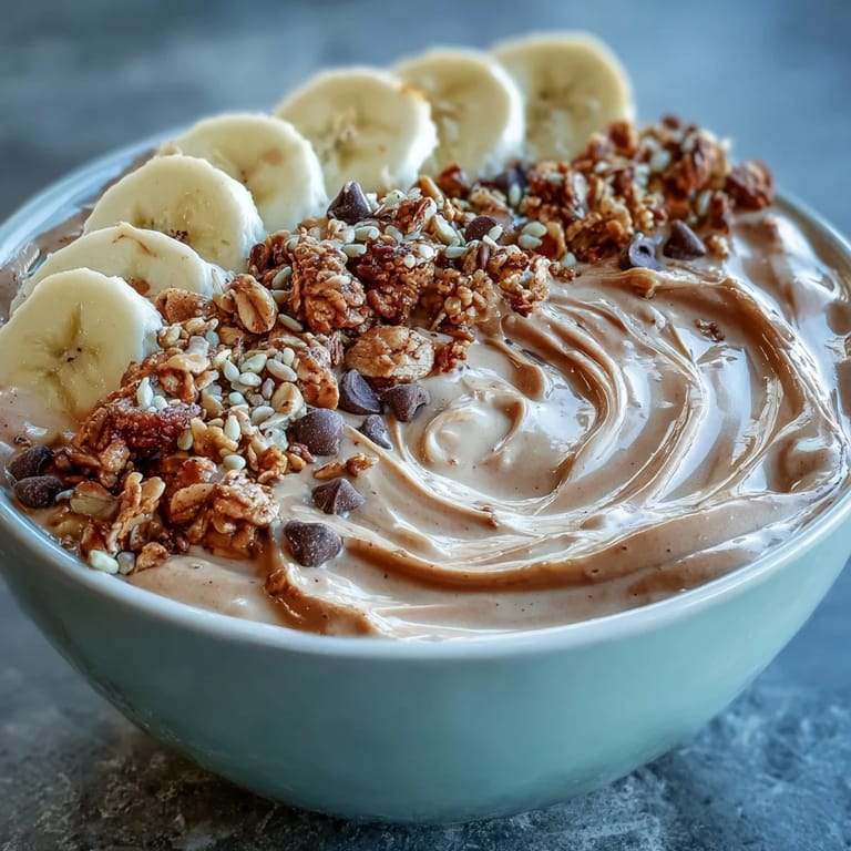 Two vibrant bowls of Chunky Monkey Smoothie Bowls with rich chocolate tones and fresh banana slices ready to enjoy.