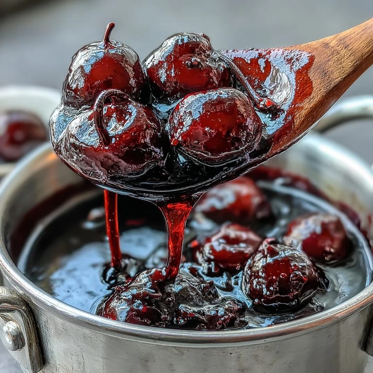 Rich black currant glaze brushed onto root vegetables, adding a deep, tangy-sweet shine to the dish.