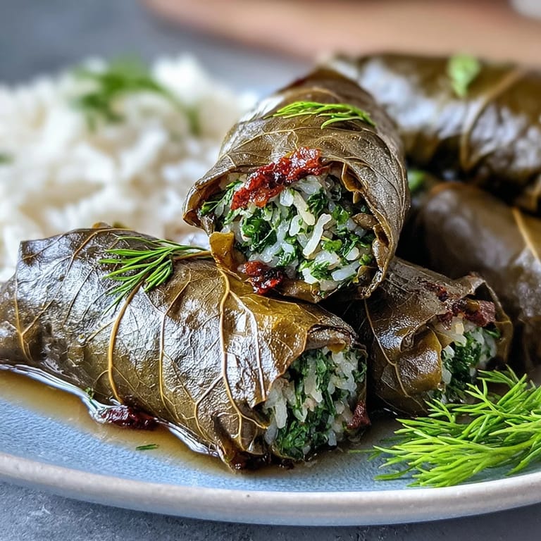 Freshly cooked Kurdish dolma, showcasing vibrant herbs and perfectly cooked rice.