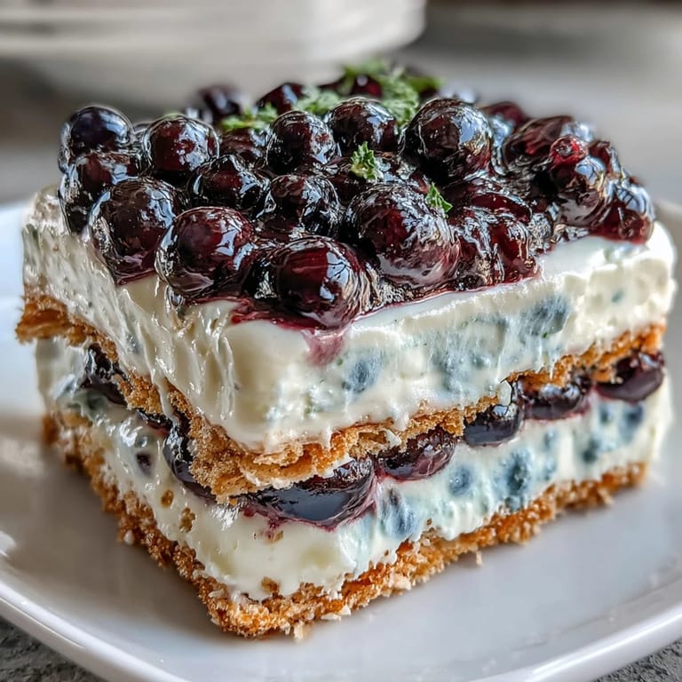 Enjoy this easy Lemon Blueberry Icebox Cake, a refreshing dessert on a warm day.
